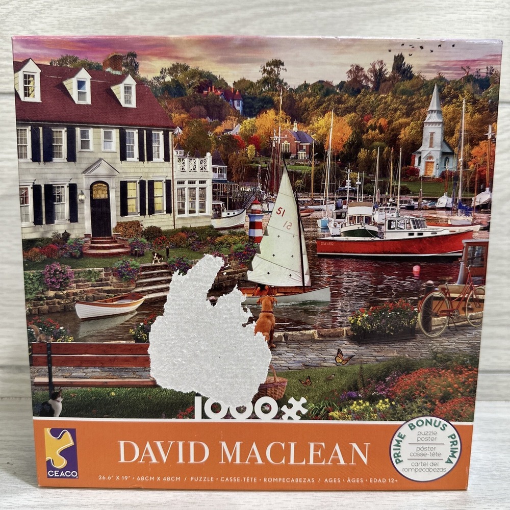 CEACO 1000pc Puzzle 26x19" Riverside‎ Scene by McClean Factory Sealed Bag